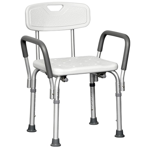 SILLA PARA BAÑO CON RESPALDAR Y AGARRADERAS - medKo