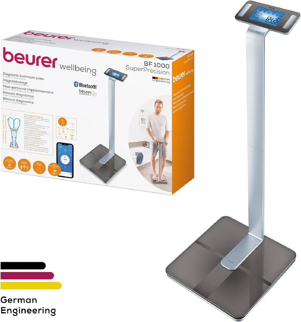 BALANZA DIGITAL CON PEDESTAL, MEDICION CRUZADA, ANALISIS CORPORAL Y WIFI - Beurer™