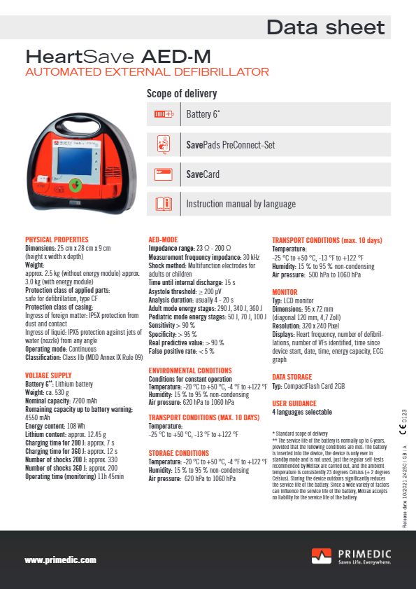 Hoja de Datos | HeartSave AED-M | Meyko
